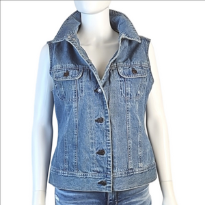 J. Jill Out of the Blue 100% Cotton Denim Medium Wash Lined Trucker Jean…